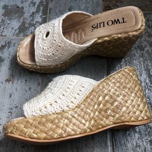 Two Lips Macrame Wedge Sandal Mule